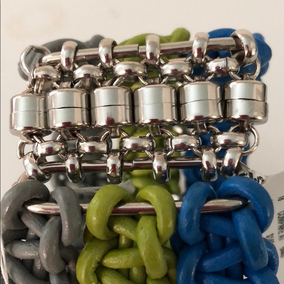 AUDEN BLUE, GREY, LIME CUFF W/SILVER METAL - Picture 5 of 8